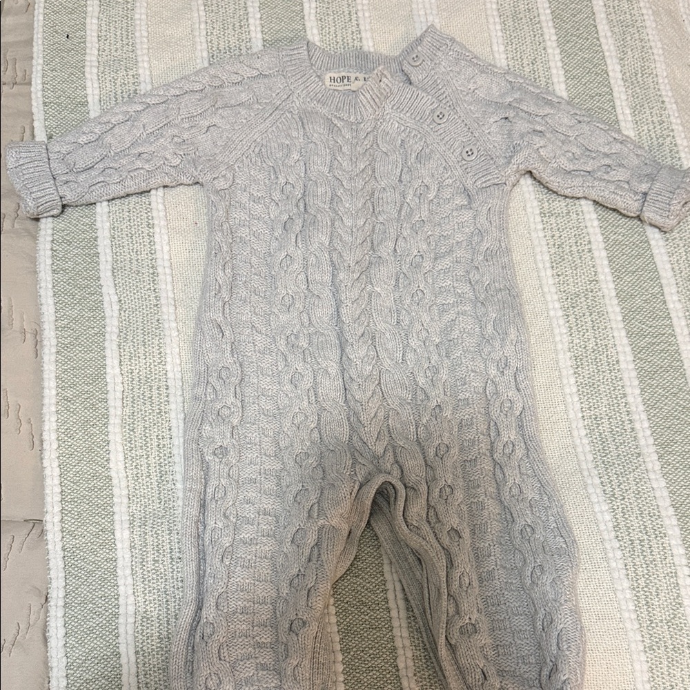 Cozy Knit Kids Footie in Light Gray